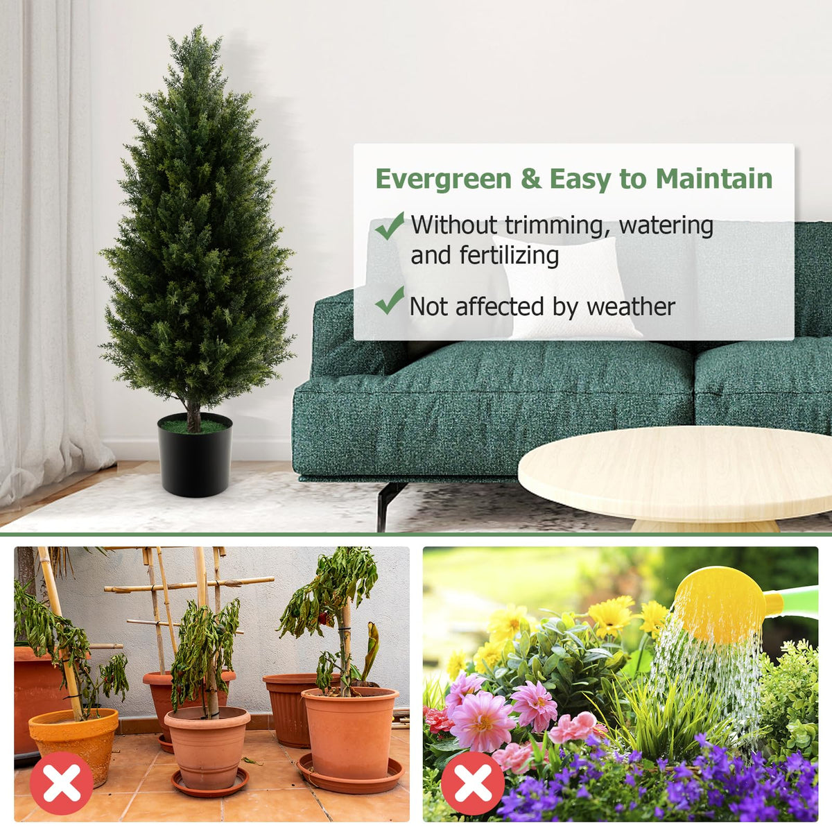 3FT Artificial Topiary Cedar Tree Faux Potted Plants Artificial Cypress Tree