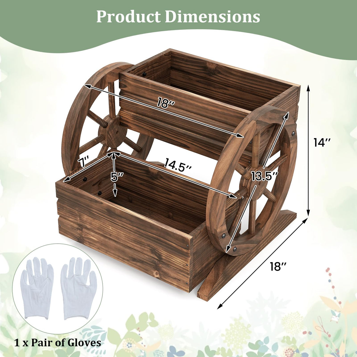 Lucktree Garden Planter with Drainage Holes & Wheels for Flowers Herbs Vegetables