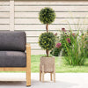 Lucktree 3 FT Artificial Boxwood Topiary Trees Set of 2 Faux Outdoor Topiary Ball Tree with Cement-Filled Pot