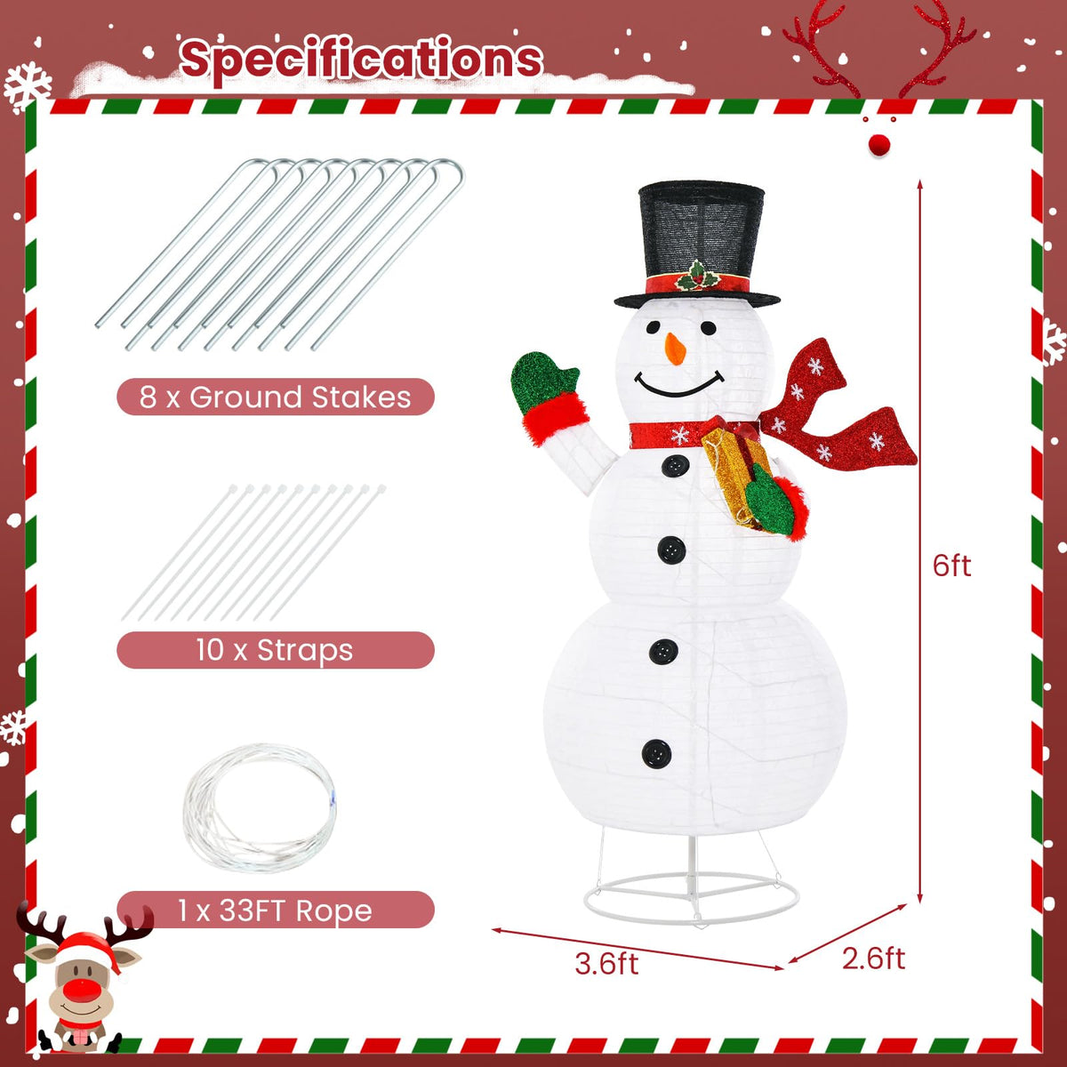 Lucktree 6 FT Lighted Christmas Snowman