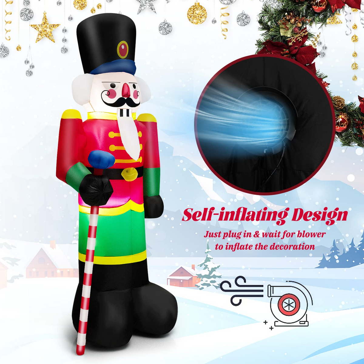 Lucktree 8FT Inflatable Nutcracker Soldier for Christmas