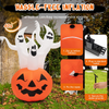 Lucktree 6 FT Inflatable Halloween 3 White Ghosts with Pumpkin, Blow-up Yard Decoration with Built-in LED Lights & Rotating Lamp