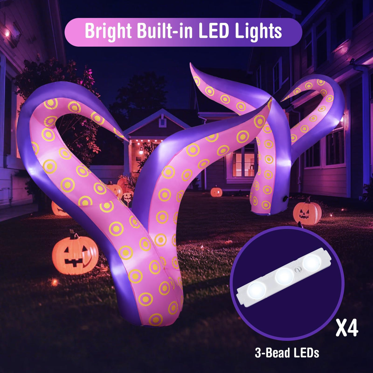 Lucktree 6.5 Ft Halloween Inflatable Tentacles, Blow up Octopus Legs
