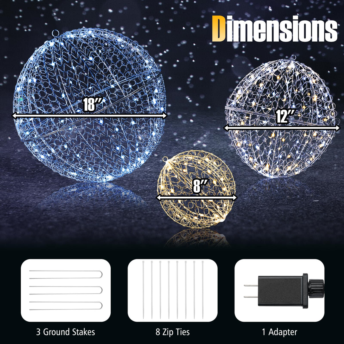 Lucktree 3 Pack Christmas LED Light Balls for Tree