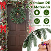 24” Pre-lit Christmas Wreath Front Door Artificial Xmas Wreath with 90 Frosted Branch Tips