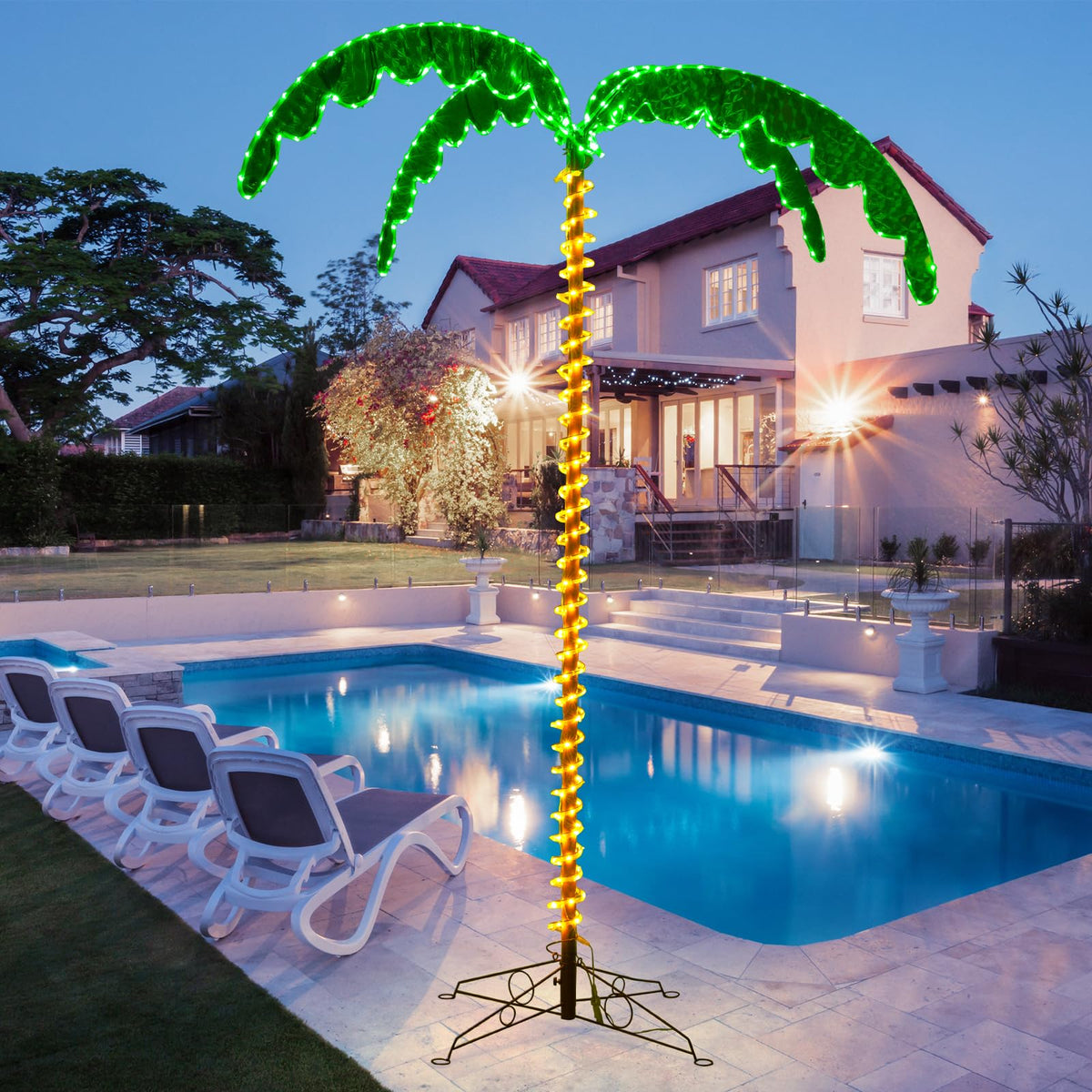 Lucktree 7.5 FT Lighted Palm Tree, Tropical Christmas Tree with 332 LED Lights