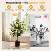 Lucktree 35.5" Artificial Camellia Tree Faux Floral Plant Blooming Tree in Cement Pot