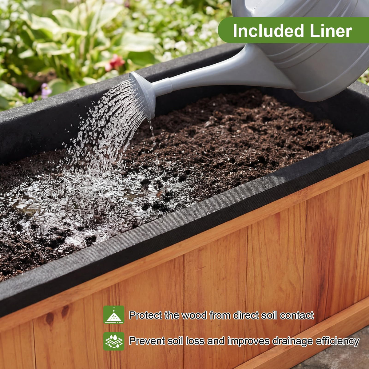 Lucktree Outdoor Raised Garden Bed 28” x 10” x 10” Pine Wood Planter Box