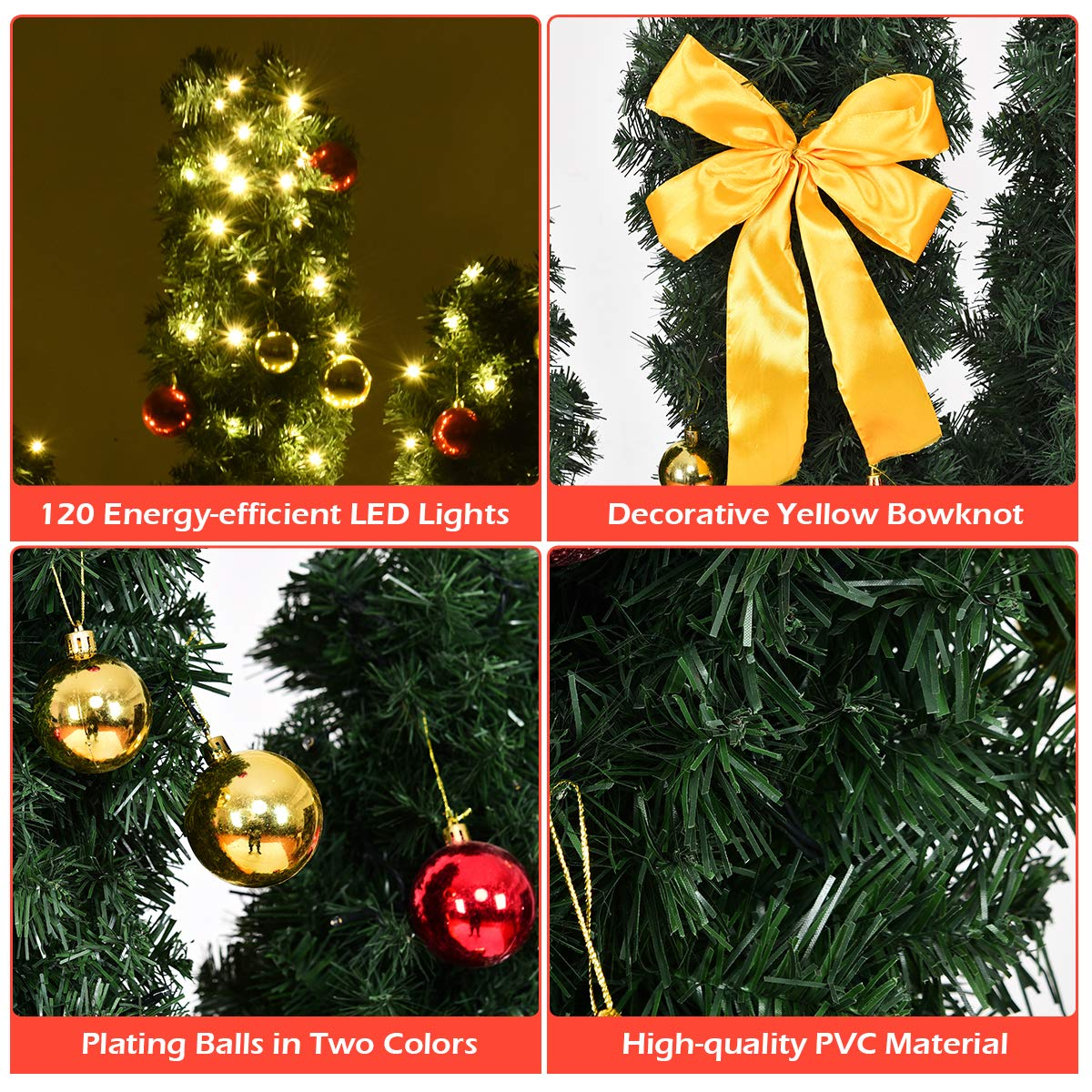 Lucktree Pre-Lit Artificial Cactus Christmas Tree with LED Lights and Ball Ornaments - LucktreeUS