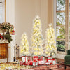 Lucktree 3' 4' 5' Pre-Lit Snow Flocked Christmas Tree Set of 3 | Holiday Seasonal Decor