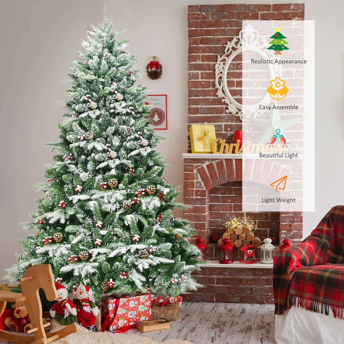 Lucktree 6.5FT Snow Flocked Christmas Tree - LucktreeUS