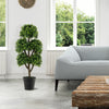 Lucktree Artificial Boxwood Topiary Tree, 45” Tall Faux Potted Plants with 5 Ball-Shaped Topiaries, Cement Flowerpot