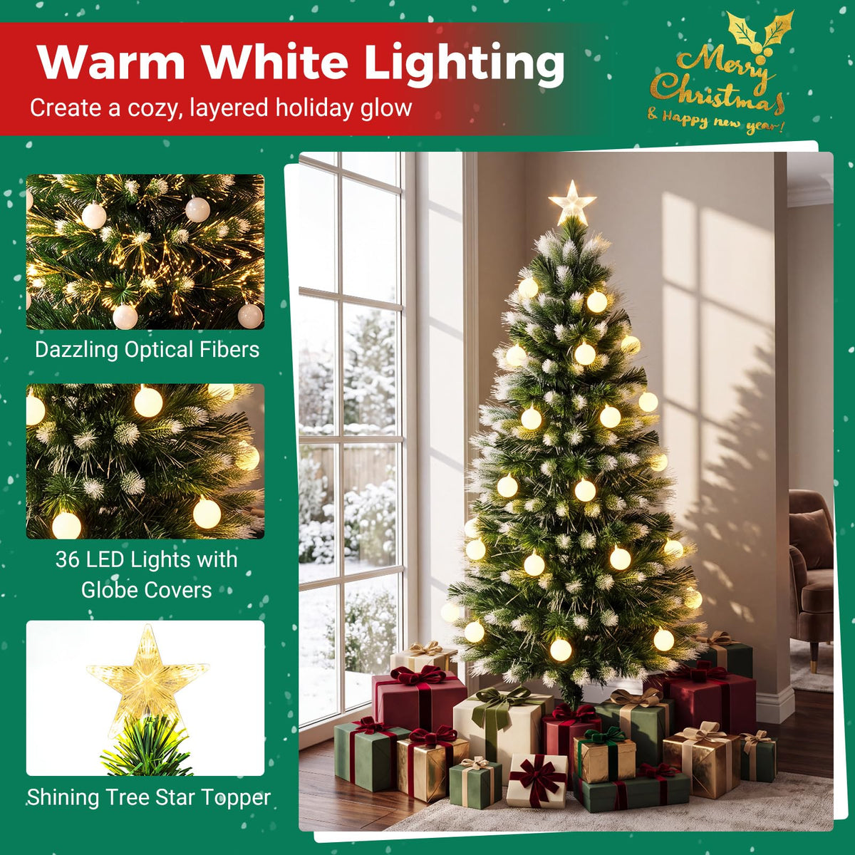 5 FT Pre-Lit Fiber Optical Artificial Christmas Tree