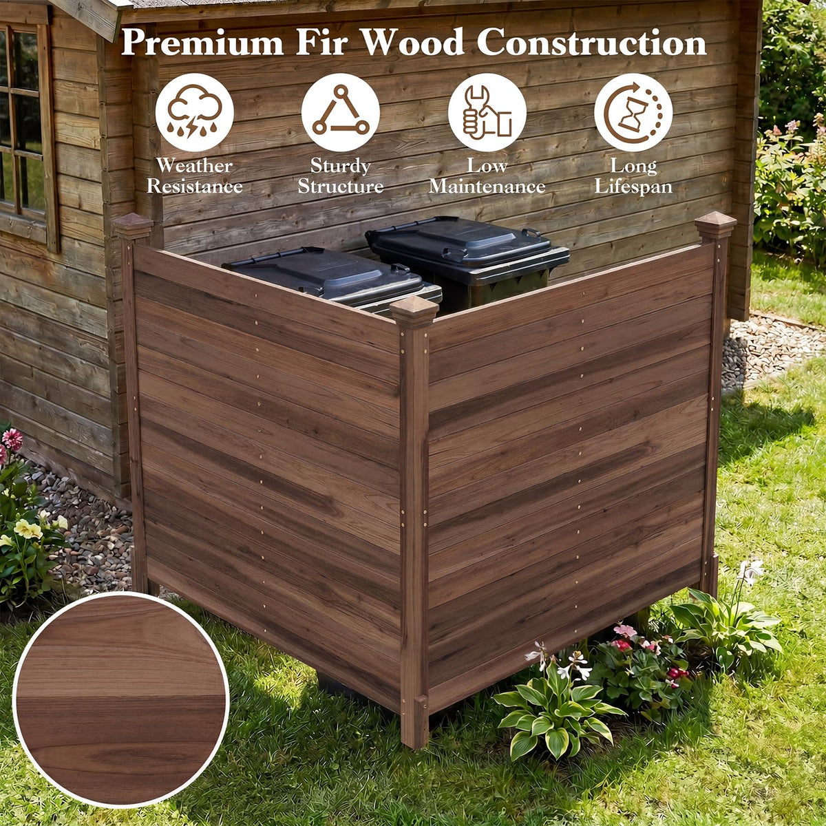 Lucktree Wooden Privacy Fence with Stakes 47" W x 45.5" H