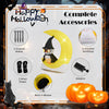Lucktree 5.1 Ft Halloween Inflatables, Pre-Lit Owl on The Moon with Witch Hat