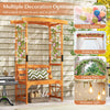 Lucktree Garden Arbor with Bench - Wooden Garden Arch Trellis for Climbing Plants Vines, 2-Person Outdoor Bench