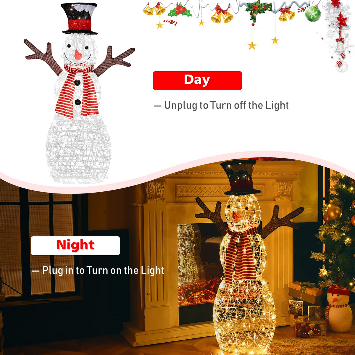 Lucktree Christmas Outdoor Lighted Snowman Yard Xmas Decorations and Zip Ties