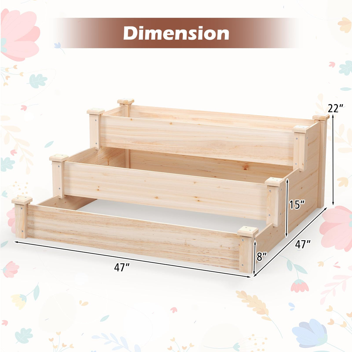 Lucktree 3-Tier Raised Garden Bed, Tiered Planter Box