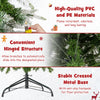 Lucktree 7.5 FT Pre-Lit Pencil Christmas Tree, Artificial Snow Flocked Hinged Fake Slim Xmas Tree with 350 Warm-White LED Lights