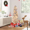 Lucktree Pre-Lit Snow Flocked Pencil Christmas Tree for Home Office Holiday Decor