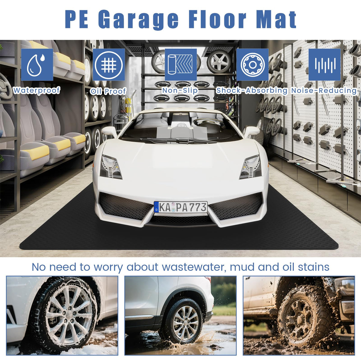 Lucktree Garage Floor Mat Pack of 4