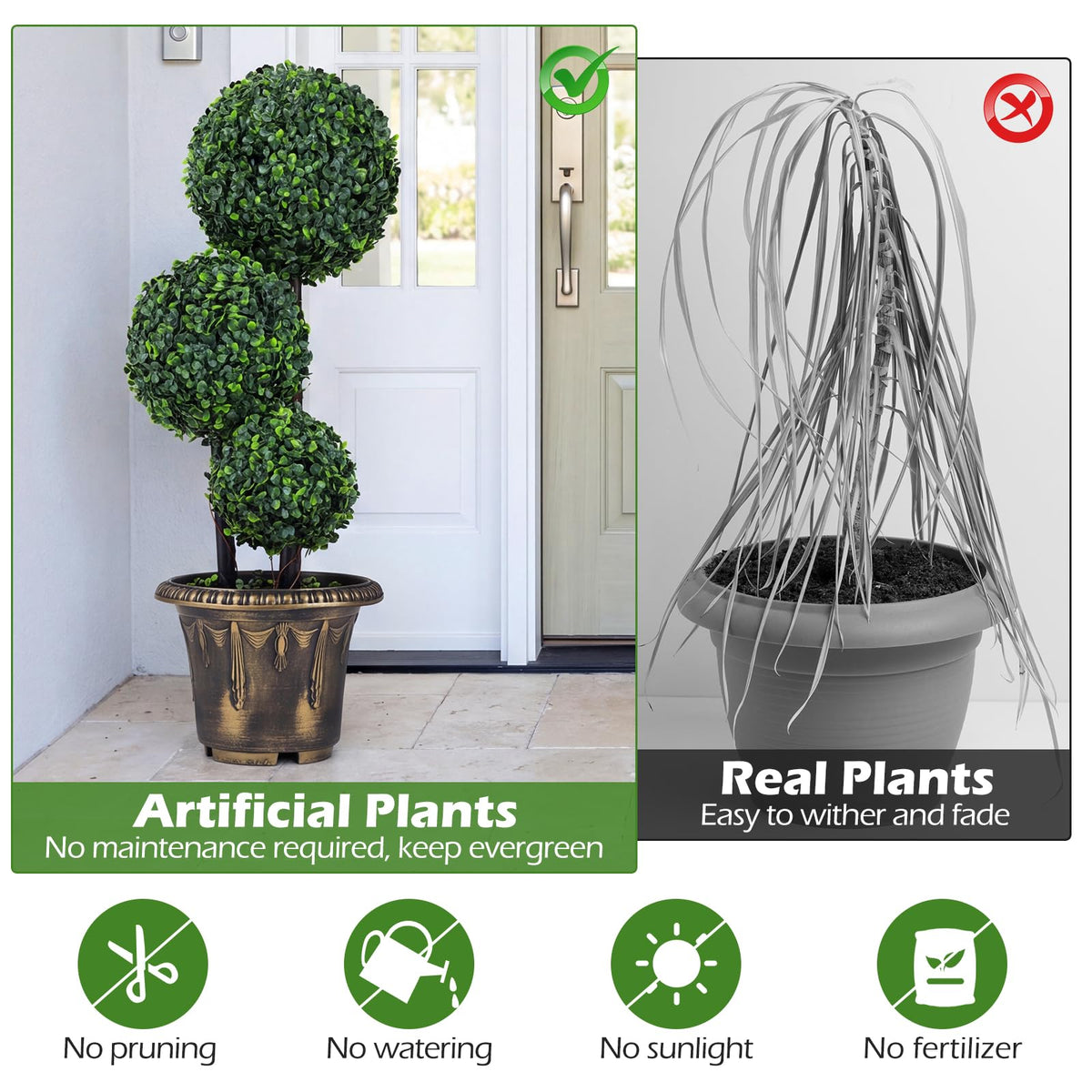 Lucktree 2.5 FT Artificial Boxwood Topiary Tree Evergreen Faux Potted Plants (1/2 Pack)