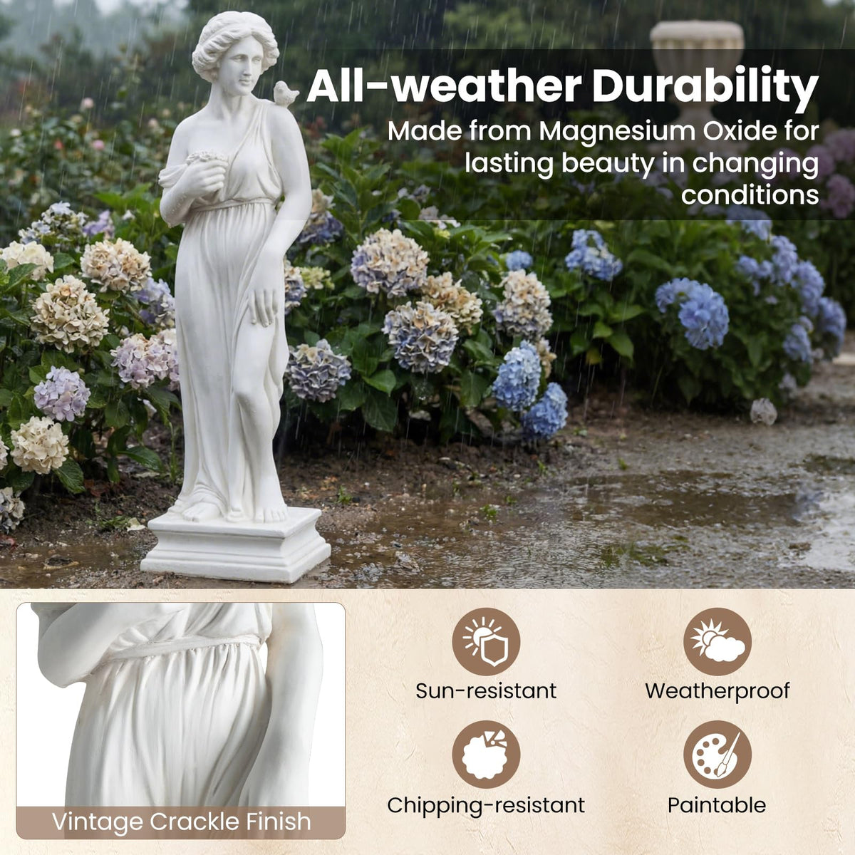Lucktree 31.5" Greek Goddess Statue with Bird