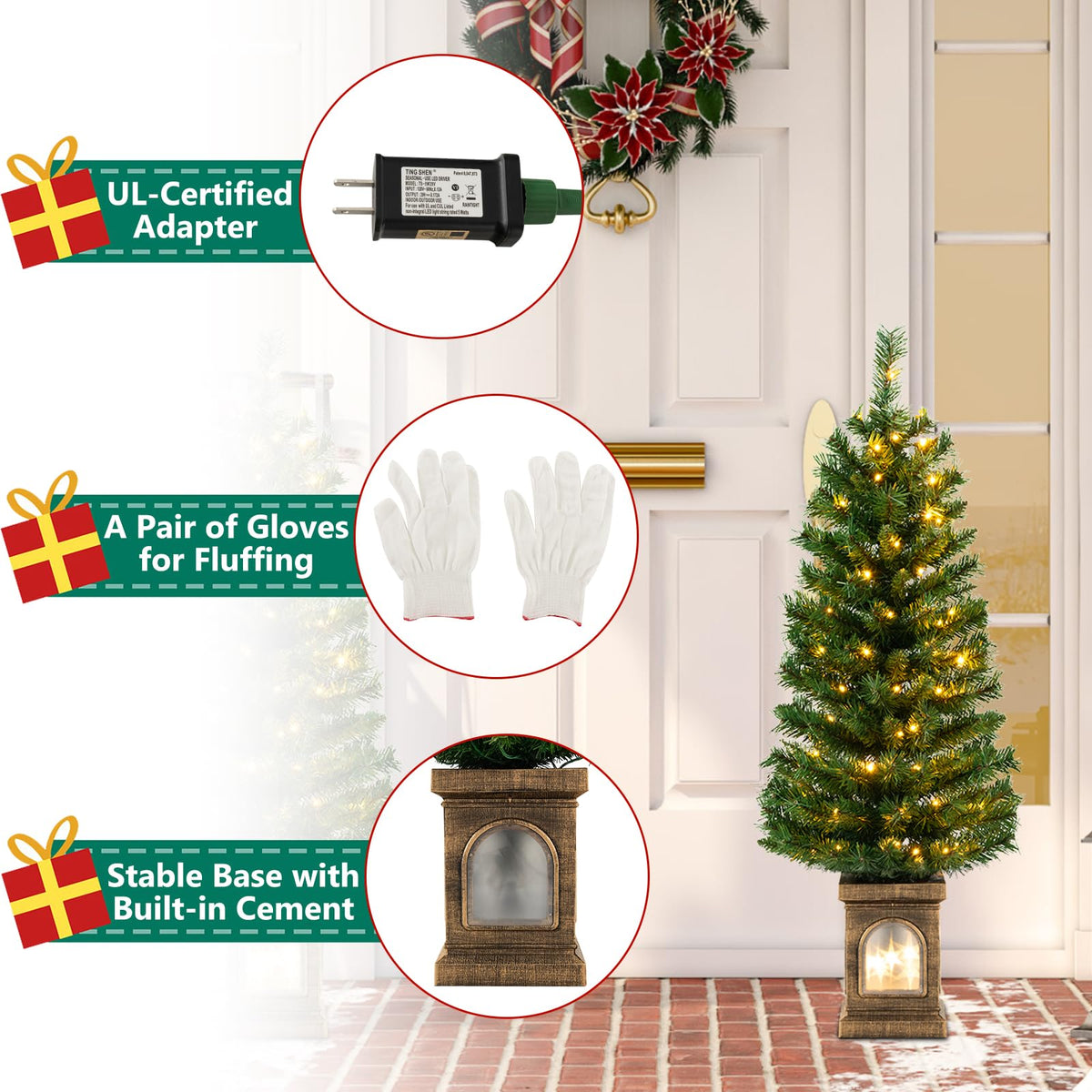 Lucktree 4ft Pre-Lit Christmas Tree for Entrances