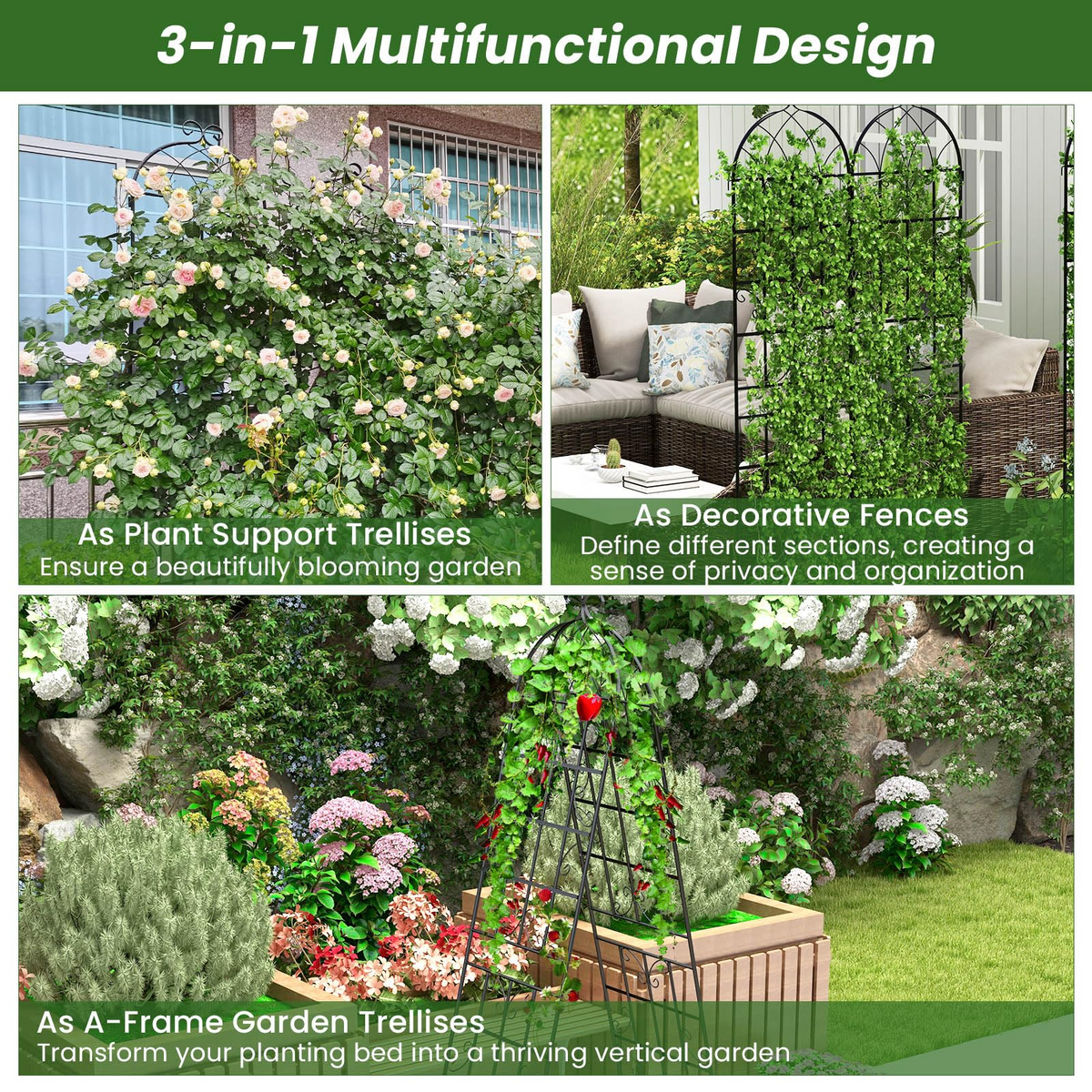 Lucktree 2 Pack Trellis for Climbing Plants Outdoor, 7 FT Tall Galvanized Steel Garden Trellis