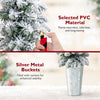 Lucktree 3' 4' 5' Pre-Lit Snow Flocked Christmas Tree Set of 3, Slim Pencil Artificial Potted Xmas Trees with 423 Branch Tips