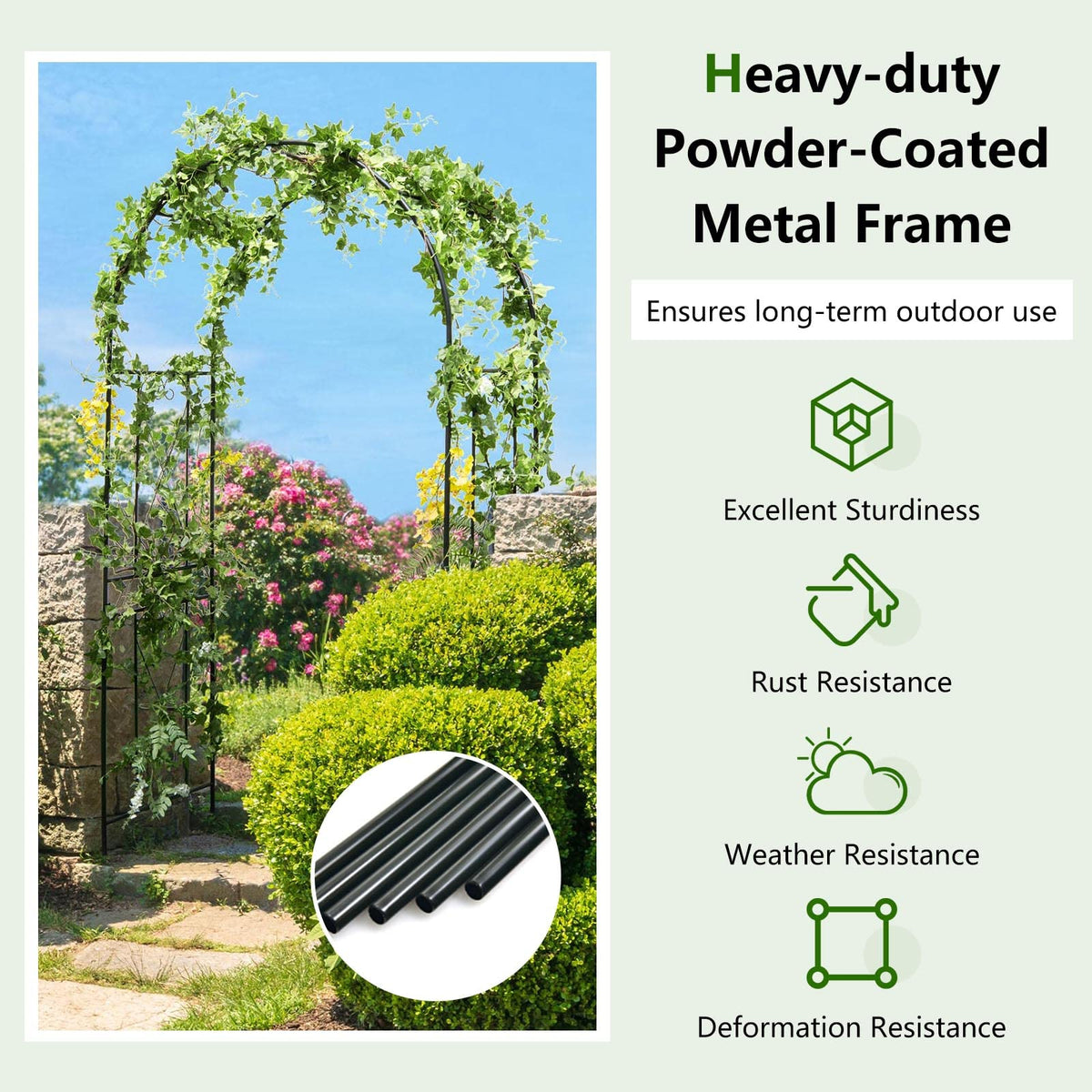 Lucktree Garden Arbors Trellises, 7.2FT Metal Garden Arch for Climbing Plants Roses