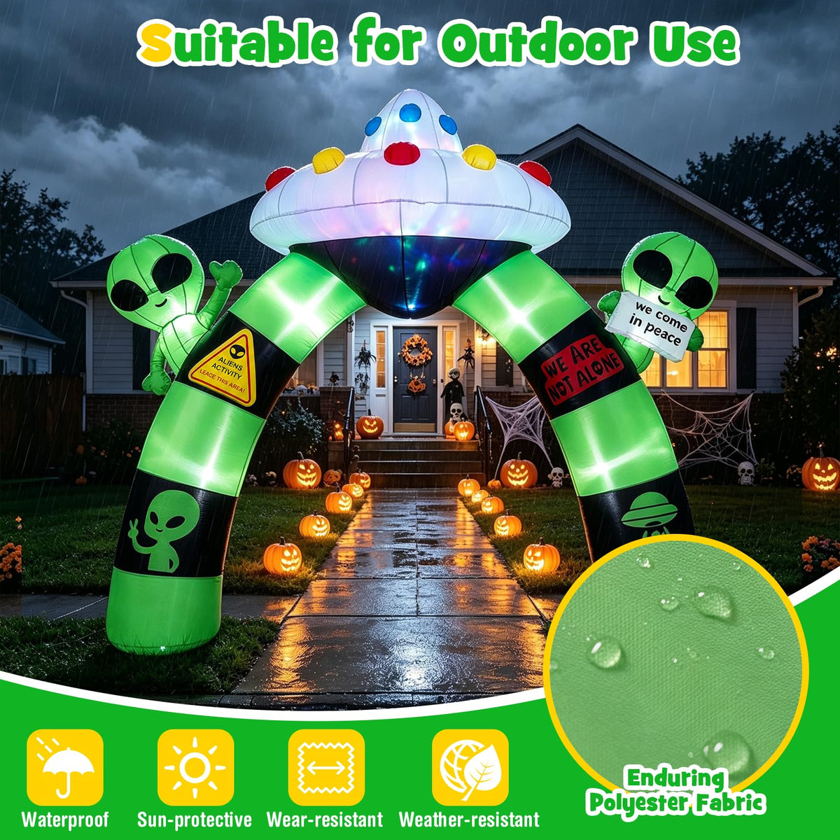 9.8 FT/ 300 CM Alien Halloween Inflatable Archway w/ Lights