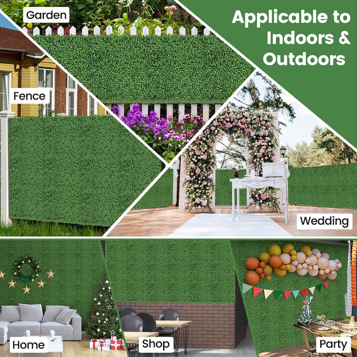 Lucktree 12PCS 20" x 20" Artificial Boxwood Panels Garden Privacy Fence Screen