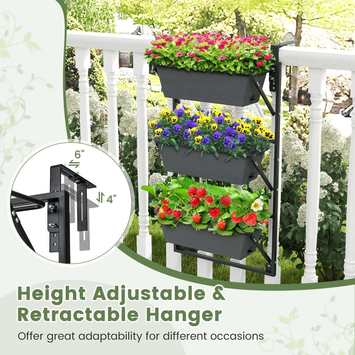 Lucktree Vertical Raised Garden Bed, Hanging & Wall-Mounted Planter Garden Boxes