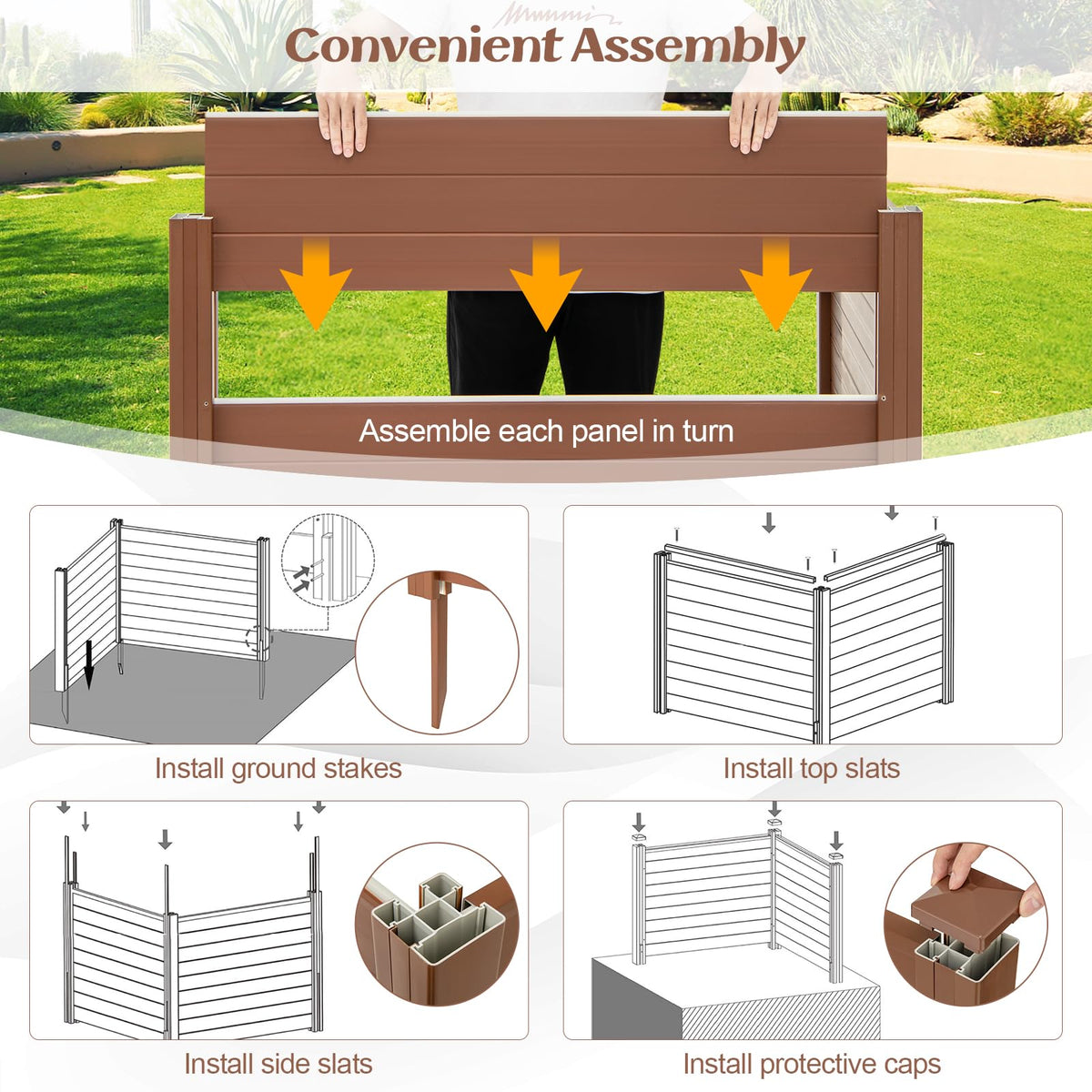 Lucktree Air Conditioner Fence 2/4 Panels - 48''W x 36''H Outdoor Privacy Screen Trash Can Enclosure with 3 Stakes