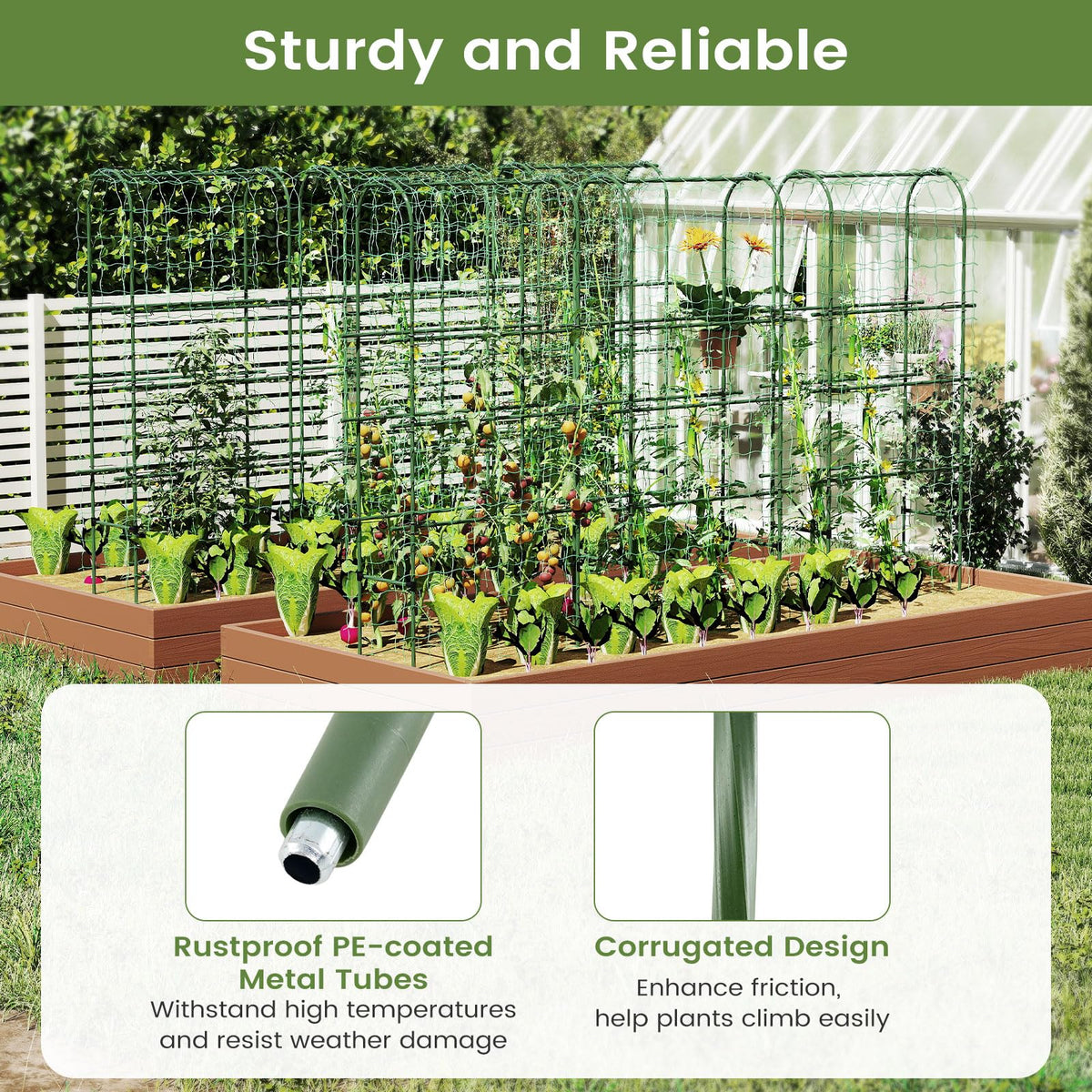 Lucktree Raised Garden Bed with Legs and Trellis for Climbing Plants