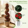 Lucktree 3FT Realistic Fake Rose Bushes Outdoor Faux Plants with Sun Protection & Ground Spikes Set of 2