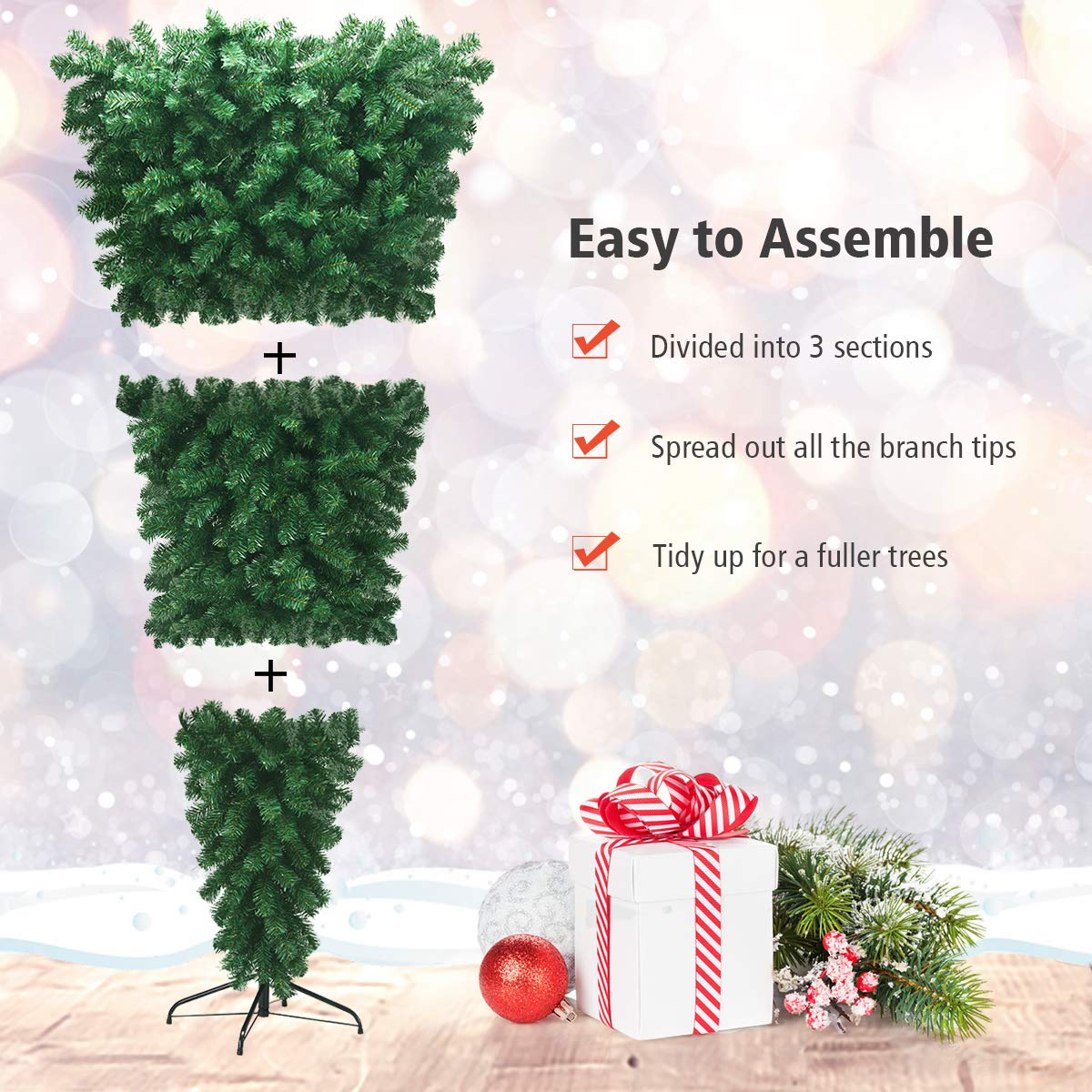 Lucktree 7FT Upside Down Tree, Artificial Christmas Tree with Metal Stand - LucktreeUS
