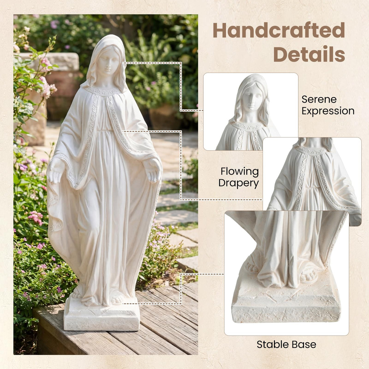 Lucktree Virgin Mary Garden Statue 31.5"| Blessed Mother Outdoor Religious Statue