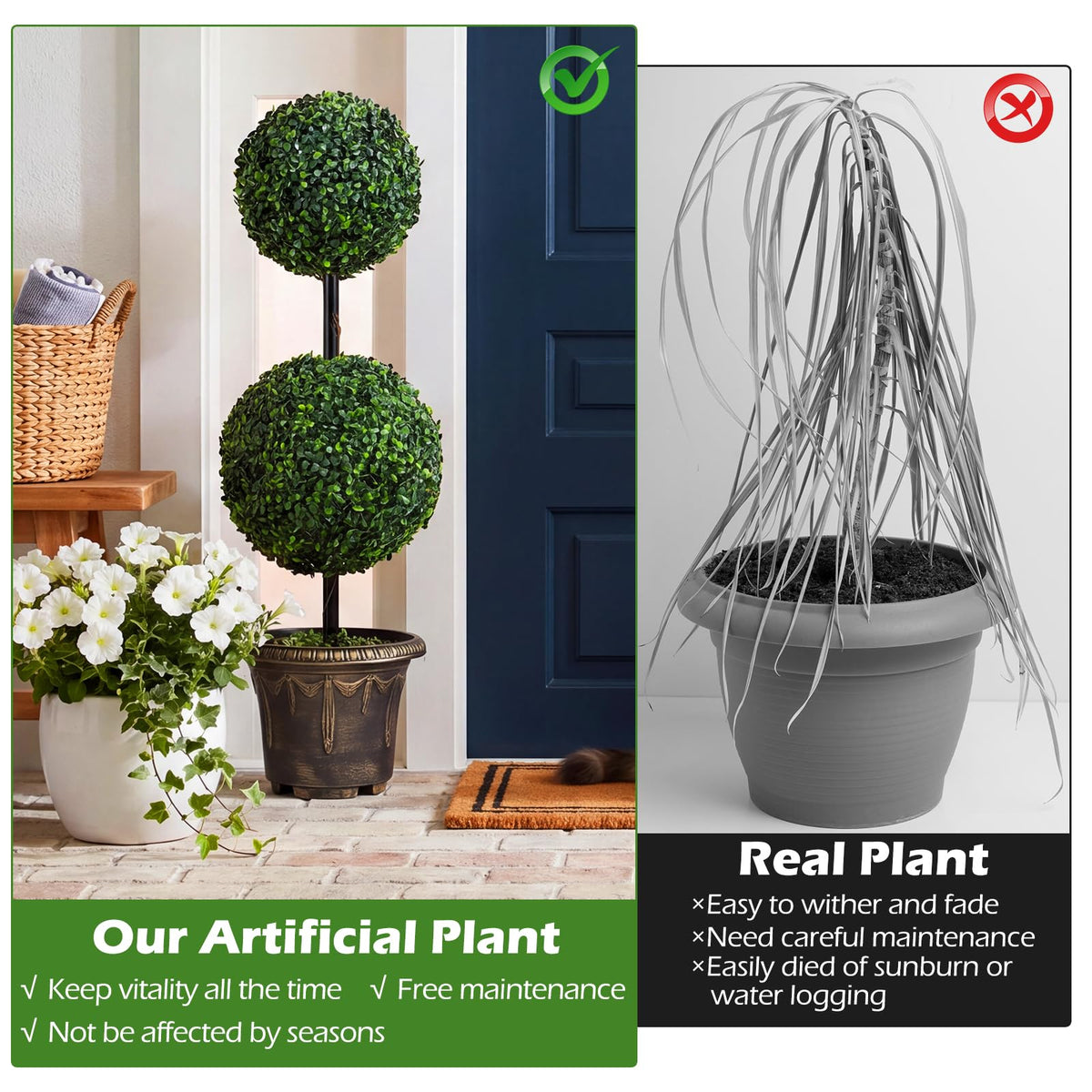 Lucktree 3 FT Artificial Boxwood Topiary Tree(1/2)