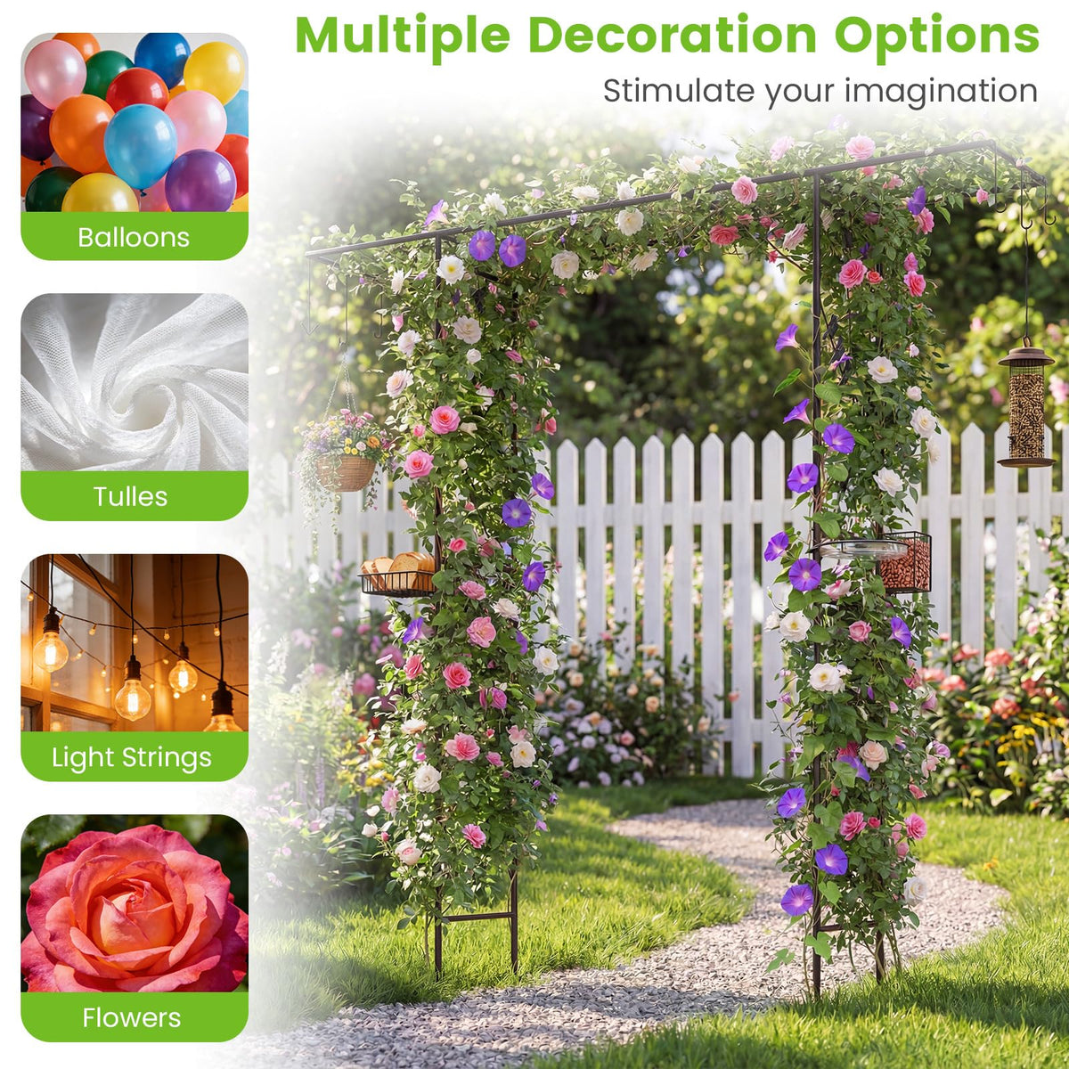 Lucktree 84'' Garden Arbor with Bird Feeding Station