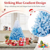 Lucktree Snow Flocked Christmas Tree with Lush Branch Tips & Foldable Metal Stan ( Blue Gradient & White )