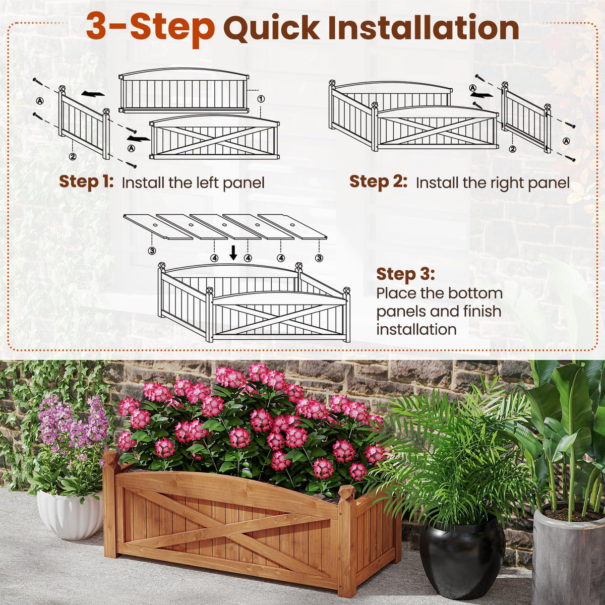 Lucktree Rectangular Garden Bed for Vegetables Flower Herb Fruit