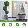 Lucktree 3 FT Artificial Boxwood Topiary Tree Sun-Protective Triple Ball Fake Plants Shrubs (1/2 Pack)