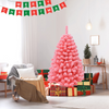 Lucktree 4.5ft Pink Artificial Christmas Tree, Unlit Hinged Snow Flocked Xmas Tree w/ 348 PVC Branch Tips & Metal Stand - LucktreeUS