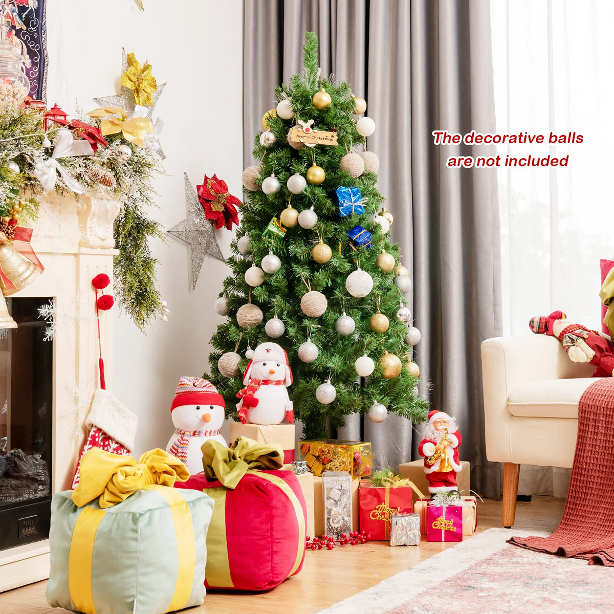 Lucktree Fiber Optic Artificial Christmas Tree, Pre-lit Premium Spruce Tree with Solid Metal Stand - LucktreeUS