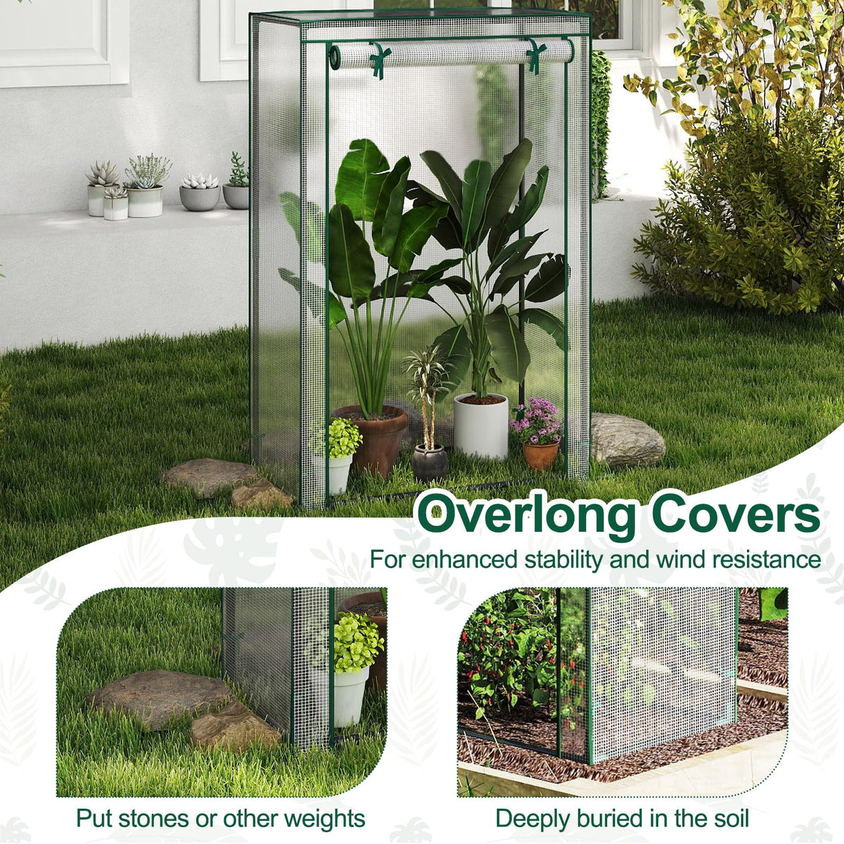 Lucktree Portable Mini Greenhouse with Roll-Up Zippered Door