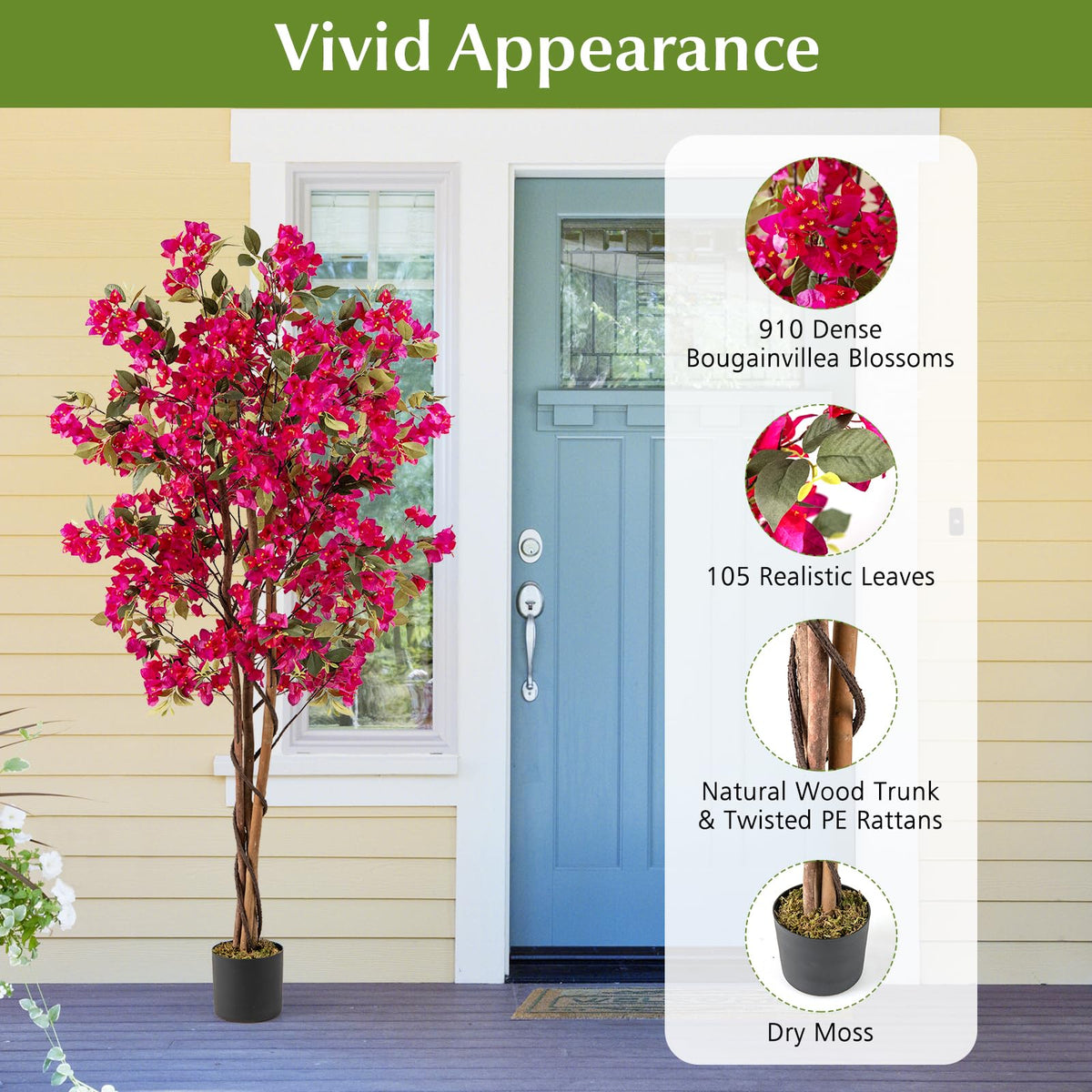 Lucktree 6 FT Bougainvillea Artificial Tree Artificial Plants for Indoor Decor