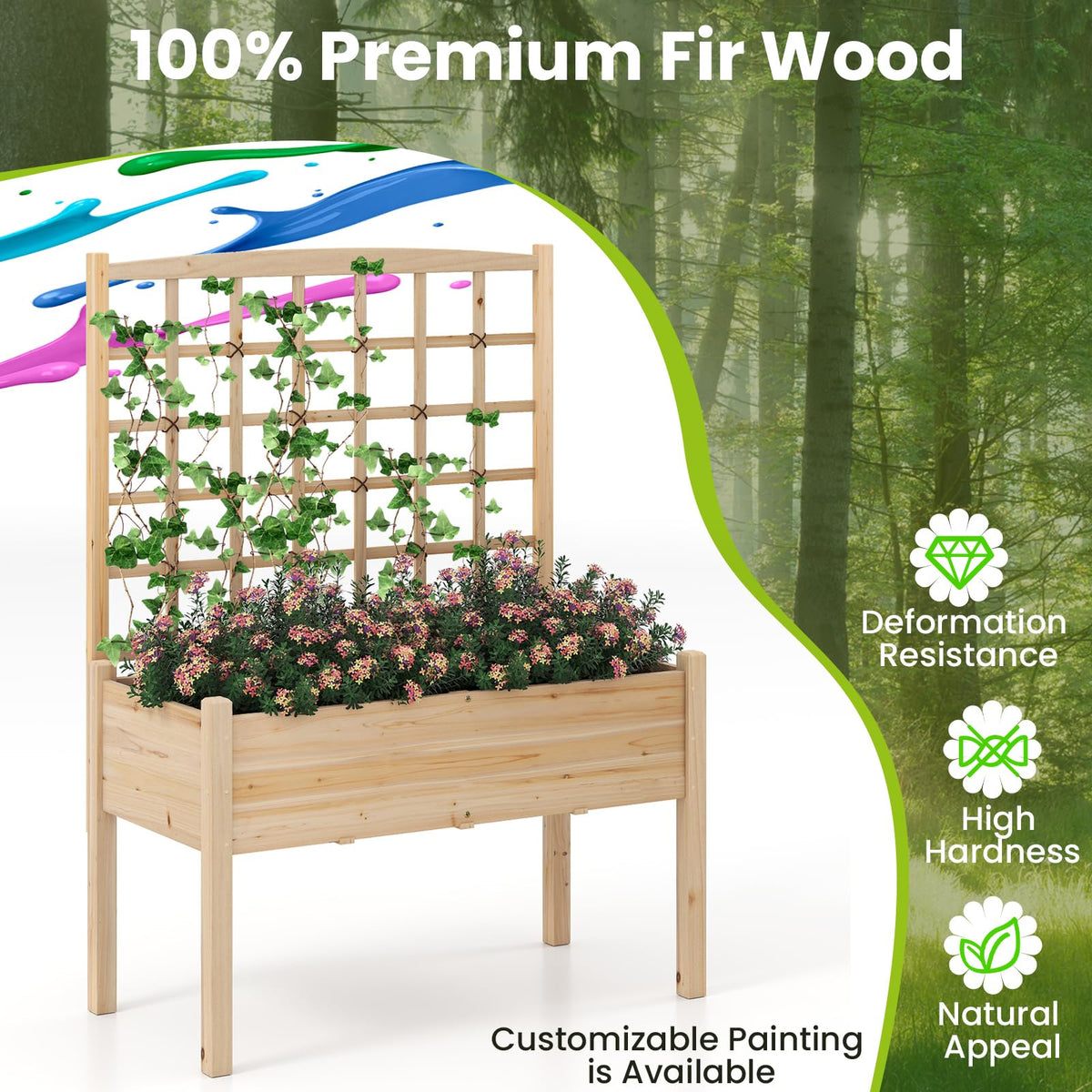 Lucktree Raised Garden Bed with Trellis