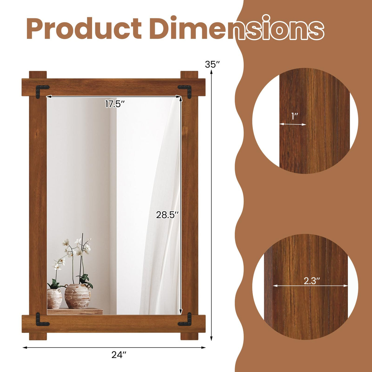 Lucktree Wood Framed Mirror